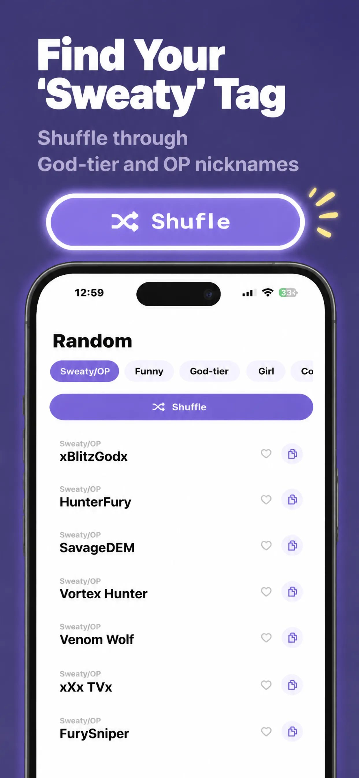Name Ideas screen